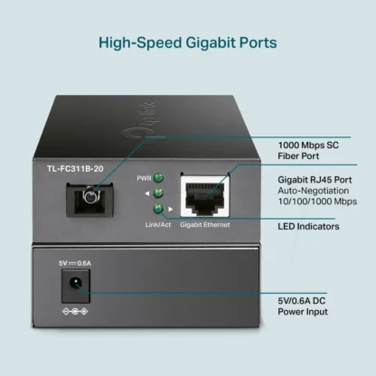 Convertidor de Medios Gigabit TL-FC311B-20 | Fibra 20 km - Imagen 6