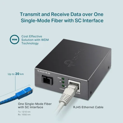 Convertidor de Medios Gigabit TL-FC311B-20 | Fibra 20 km - Imagen 4