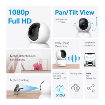 Cámara de Seguridad Tapo C200 Full HD 360° con Visión Nocturna - Imagen 2