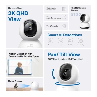 Tapo C220: Cámara WiFi 360° con IA y Visión Nocturna - Imagen 2