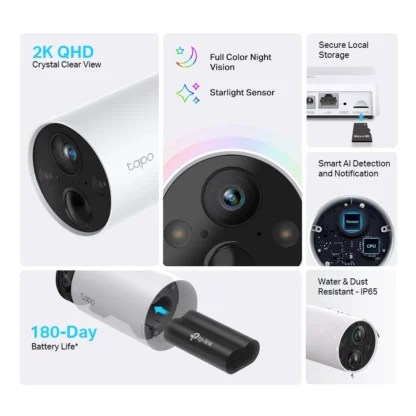 Tapo C420S2 Sistema de Cámaras Wi-Fi 2K con Batería y Visión Nocturna - Imagen 2